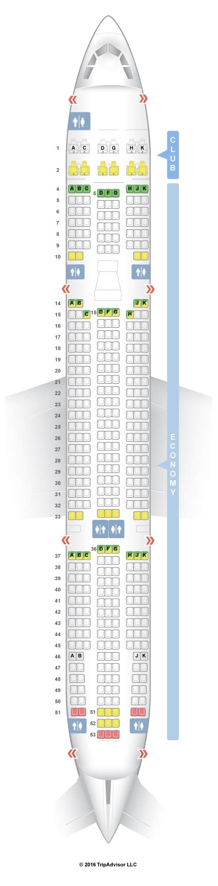 Seat map of Air Transat Airbus A330.